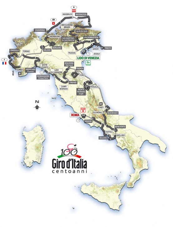 ジロ・デ・イタリア2009コース全体図