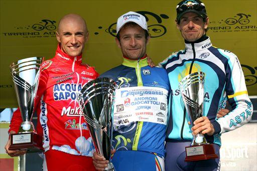 昨年の総合表彰台、左から2位ステファノ・ガルゼッリ（イタリア）、優勝ミケーレ・スカルポーニ（イタリア）、3位アンドレアス・クレーデン（ドイツ）