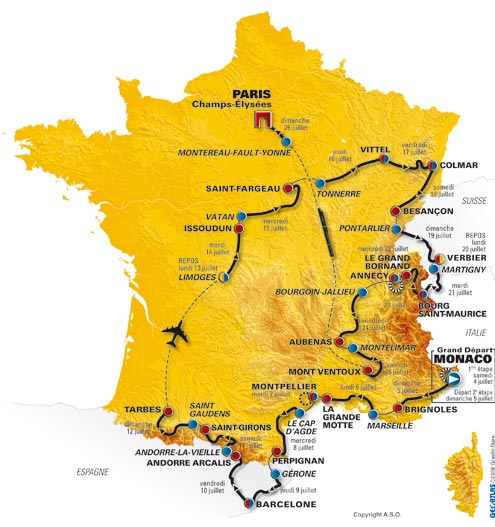 ツール・ド・フランスコース全体図