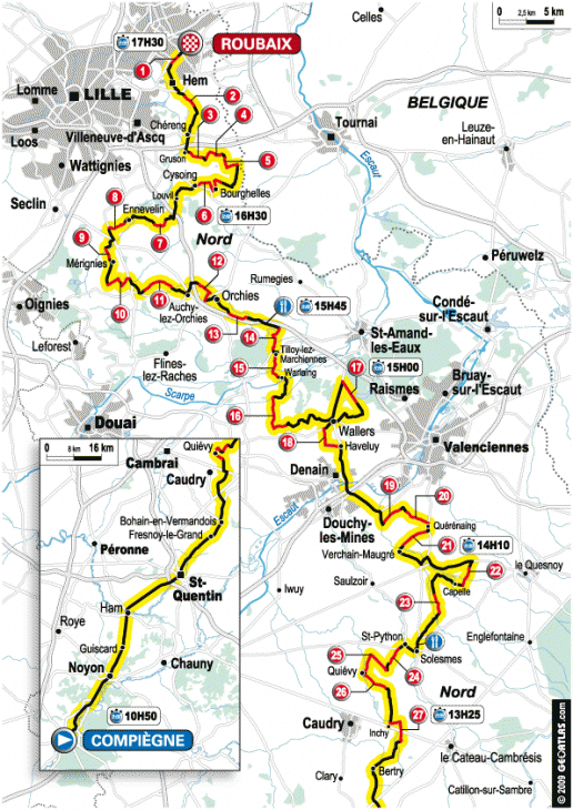パリ〜ルーベ2009コースマップ