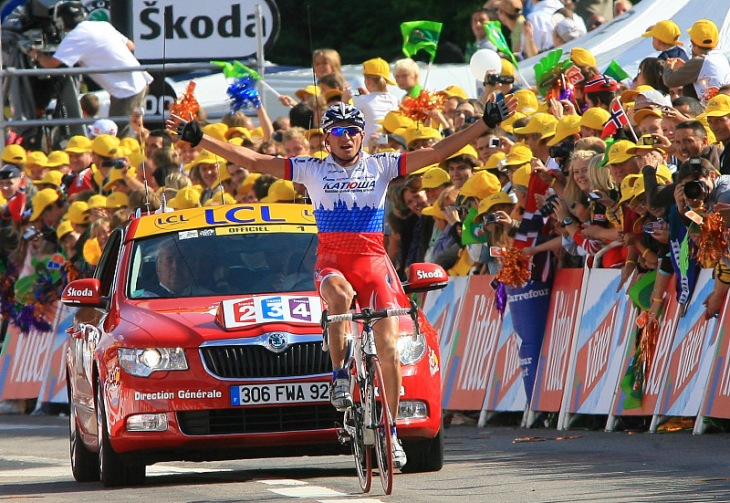 セルゲイ・イワノフはリドレーを駆って2009年のクラシック戦線、グランツールなどで大活躍した。ツール・ド・フランス2009第14ステージでは逃げグループからアタックし、独走で区間優勝を決めた（写真）
