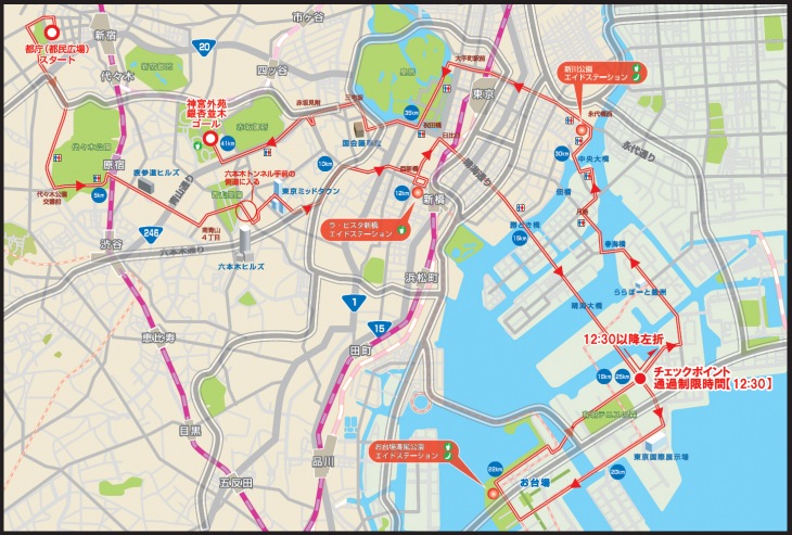 東京シティサイクリング　コースマップ