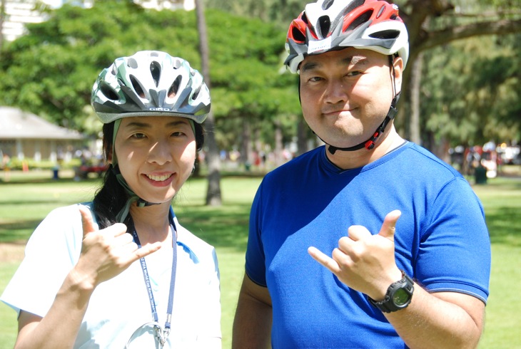 お話を逐一うかがった若山さんと大久保さんカップル。翌日に期待高まる大会前日