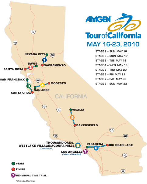 ツアー・オブ・カリフォルニア2010コースマップ