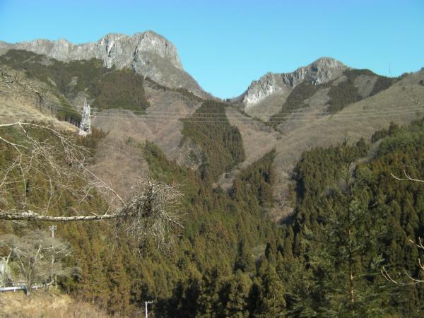 志賀坂峠付近から見たコース最難関の一つ「二子山」