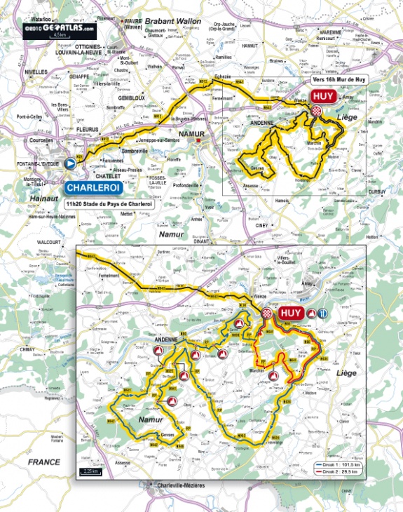 フレーシュ・ワロンヌ2010　コースマップ（赤ラインが最後の小周回）