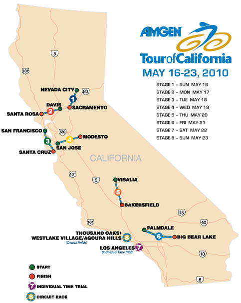 Amgen Tour of California 2010 Route Map