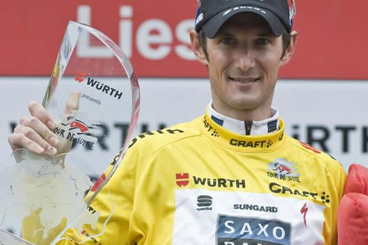 ツール・ド・スイスで逆転総合優勝に輝いたフランク・シュレク（ルクセンブルク、サクソバンク）