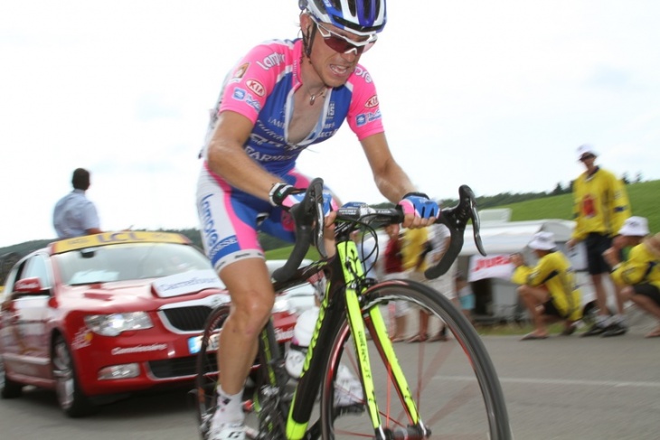 ツール・ド・フランス第7ステージ　最後の2級山岳で失速したダミアーノ・クネゴ（イタリア、ランプレ）