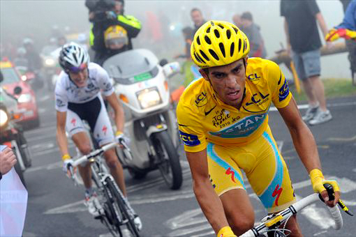 ツール・ド・フランス総合優勝アルベルト・コンタドール（スペイン、アスタナ）が2位