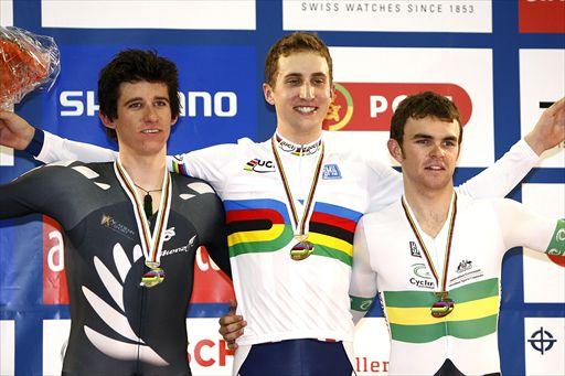 2010年トラック世界選手権の個人追い抜きで連覇を達成したタイラー・フィニー(アメリカ)