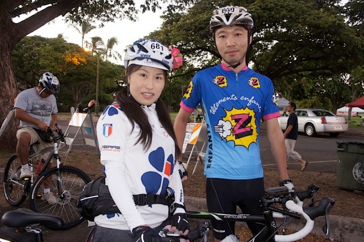 新婚旅行でご参加の宮前さんご夫婦。自転車が縁で知り合ったお二人の目標は、もちろん100マイル。