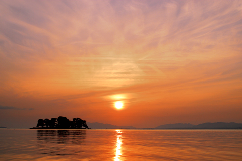 宍道湖に沈む夕陽　美しい！