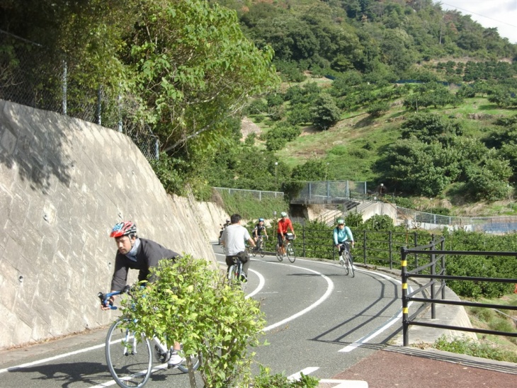 橋までの自転車道は2車線になっていて安全