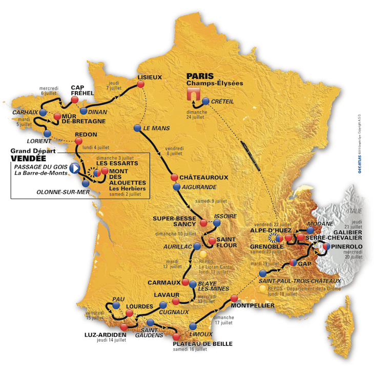 ツール・ド・フランス2011コース全体図