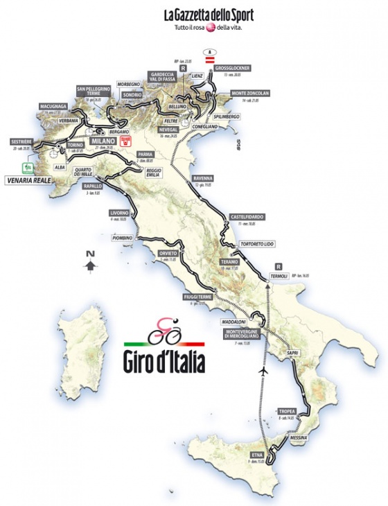 ジロ・デ・イタリア2011コース全体図