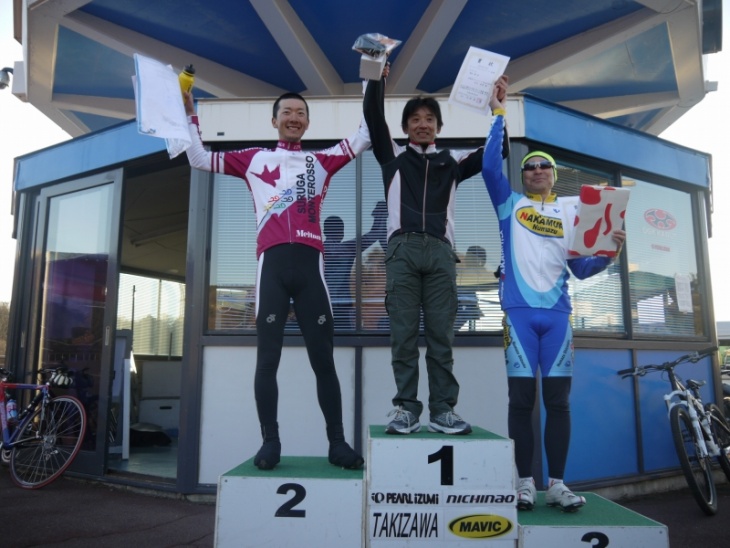 クラス3表彰 優勝の片山右京(宇都宮ブリッツェンTeamUKYO)