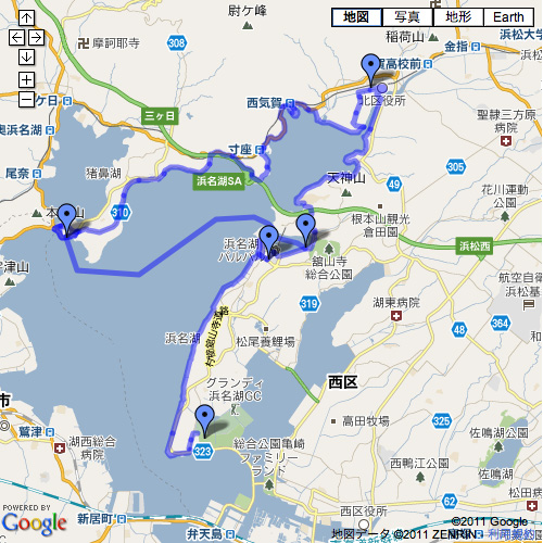 浜名湖遊覧船コースは自転車も船からの景色も楽しめる贅沢さ。約47kmの設定