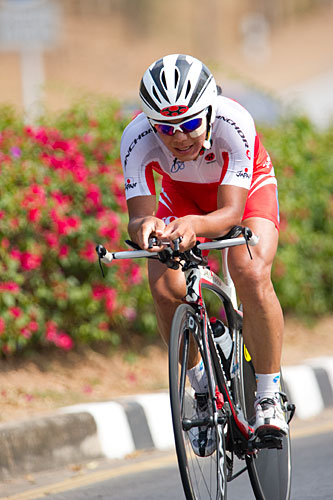 エリート男子個人TTでトップと1分37秒差の4位に入った新城幸也（ユーロップカー）