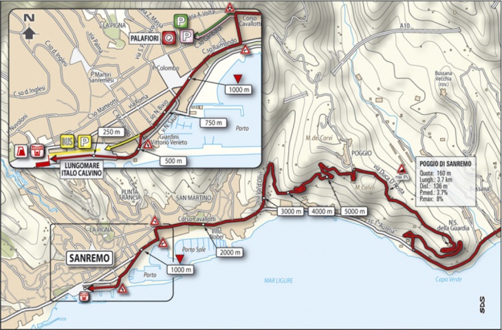 ミラノ〜サンレモ2011　ゴール付近コースマップ