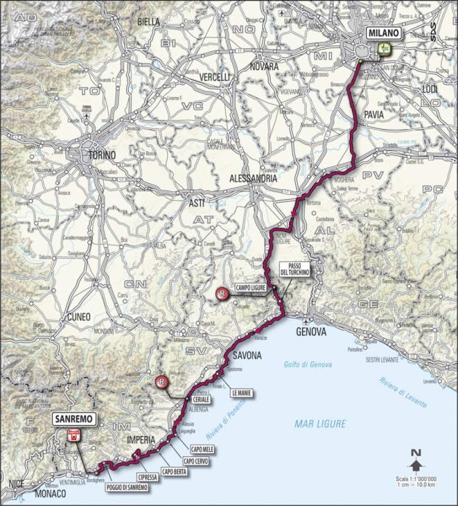 ミラノ〜サンレモ2011コースマップ
