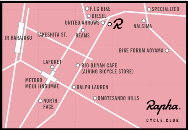 Rapha Cycle Club Tokyoマップ