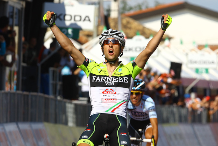 勇敢なる登りアタックでステージ優勝を果たしたオスカル・ガット（イタリア、ファルネーゼヴィーニ・ネーリソットリ）