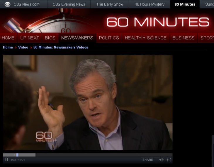 キャスターのスコット・ペリー氏　CBSのドキュメンタリー番組「60minutes」より　