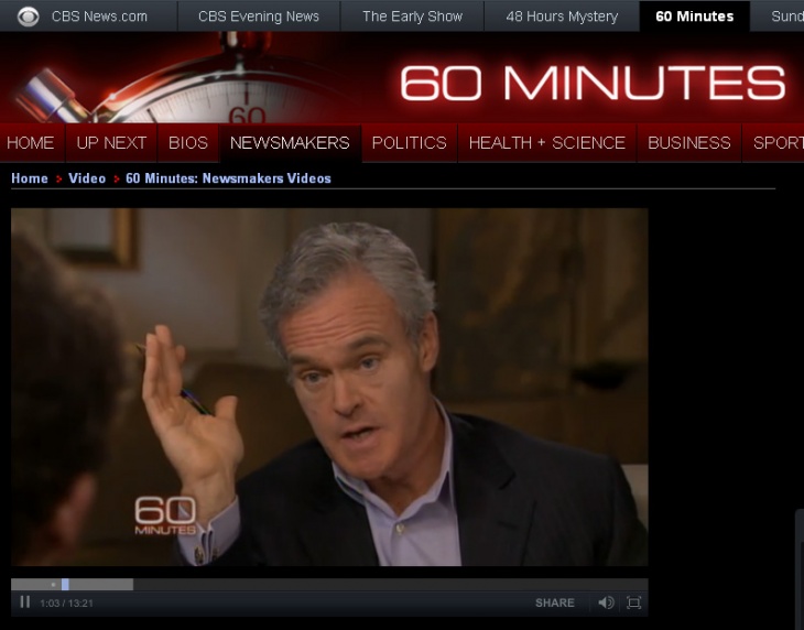 キャスターのスコット・ペリー氏 CBSのドキュメンタリー番組「60minutes」より