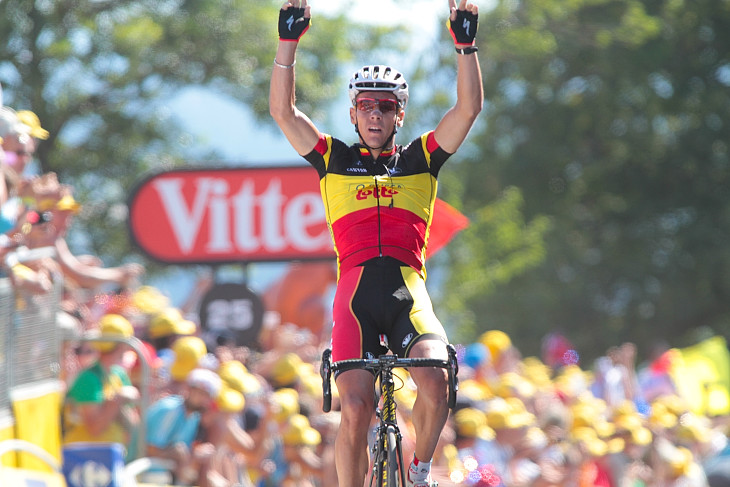 ツール第1ステージ　登りスプリントで飛び出し勝利を決めたフィリップ・ジルベール（ベルギー、オメガファーマ・ロット）