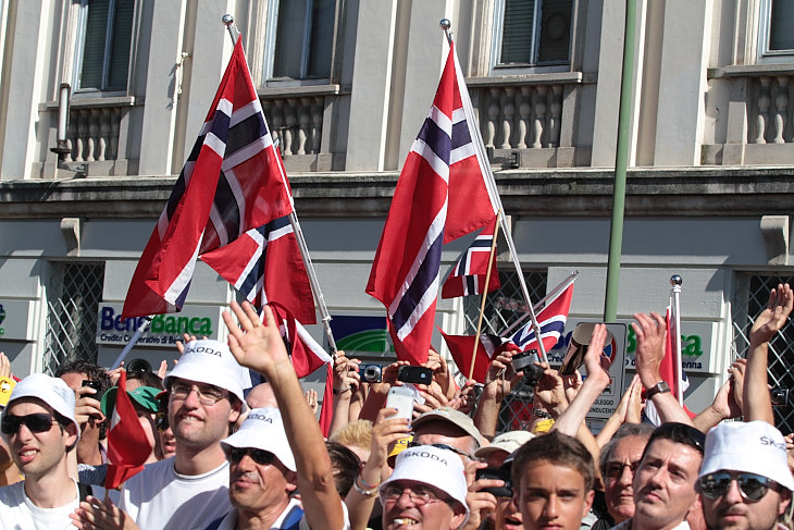 この日もゴール地点にはノルウェー国旗が翻る