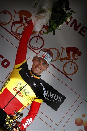 ステージ優勝を飾ったフィリップ・ジルベール（ベルギー、オメガファーマ・ロット）