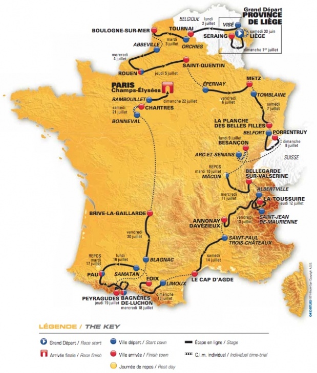 ツール・ド・フランス2012コース全体図