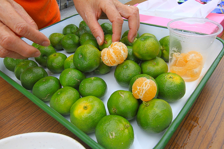沖縄のひらみレモン「シークワーサー」が補給食として供される