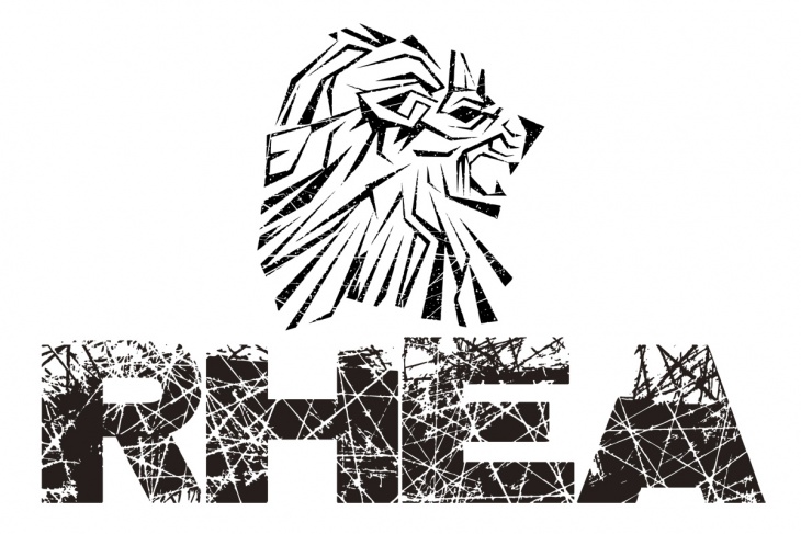 ライオンの紋章をかたどった エヴァディオ RHEA ロゴ