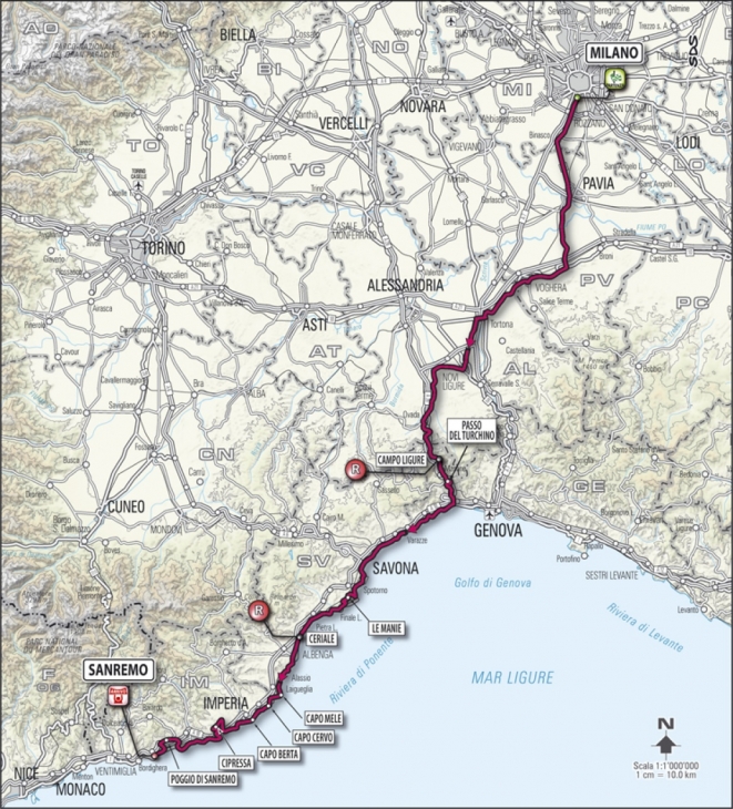 ミラノ〜サンレモ2012コースマップ