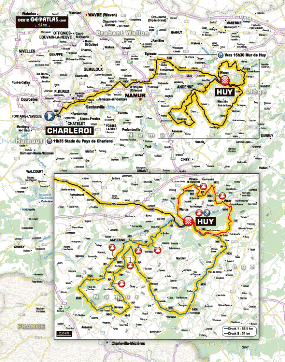 フレーシュ・ワロンヌ2012コースマップ（赤が最終周回）