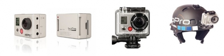 GoPro HD HERO2(Outdoor Edition)とヘルメットに取り付けた様子