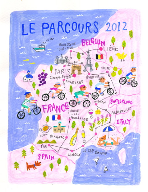 OVE「旅するツール・ド・フランス」 2012年コースのイメージイラスト