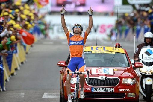 逃げグループから飛び出し、独走勝利を飾ったルイスレオン・サンチェス(スペイン、ラボバンク)