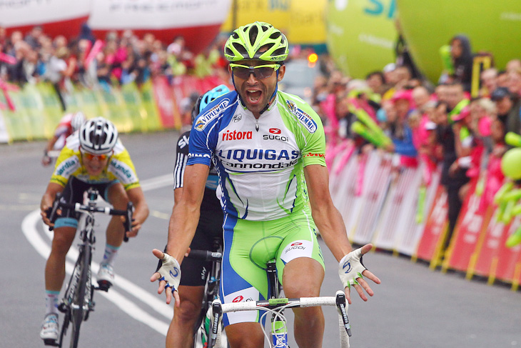 2012年ツール・ド・ポローニュ　最終日前日にステージ2勝目を飾り、総合首位に立つモレーノ・モゼール（イタリア、リクイガス・キャノンデール）