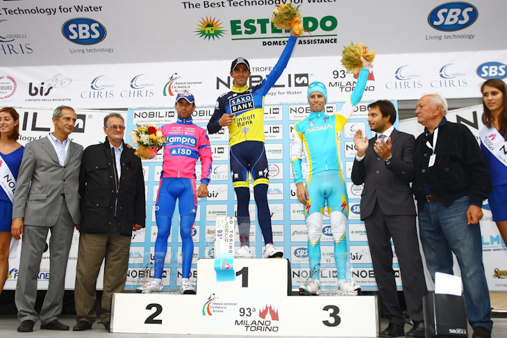 2位ディエゴ・ウリッシ(イタリア、ランプレ・ISD)、1位アルベルト・コンタドール(スペイン、サクソバンク・ティンコフバンク)、3位フレデリック・ケシアコフ(スウェーデン、アスタナ)