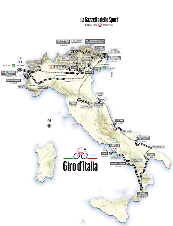 ジロ・デ・イタリア2013コースマップ