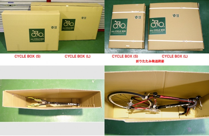 カーボンドライジャパンの用意するCDJ CYCLE BOX と梱包状態の例