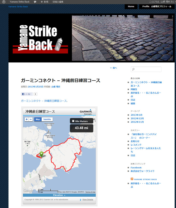 ブログ上に公開されているコースデータの例(筆者のブログ)