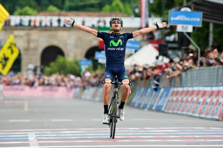 独走でステージ2勝目を飾ったジョヴァンニ・ヴィスコンティ(イタリア、モビスター)
