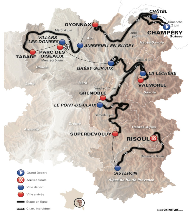 クリテリウム・ドゥ・ドーフィネ2013コース全体図