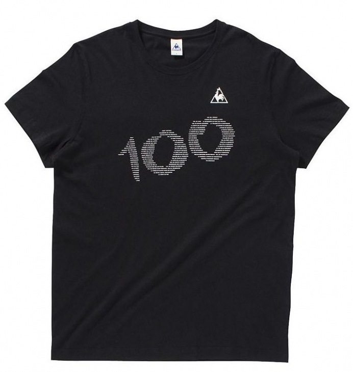ルコックスポルティフ ツール・ド・フランスTシャツ（100ロゴ、ブラック）