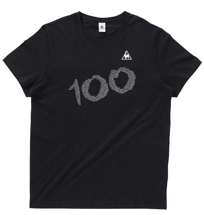 ルコックスポルティフ ツール・ド・フランスTシャツ(100ロゴ、ブラック)