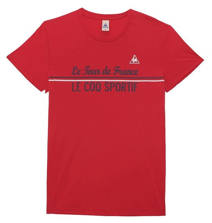 ルコックスポルティフ ツール・ド・フランスTシャツ(レトロレター、レッド)